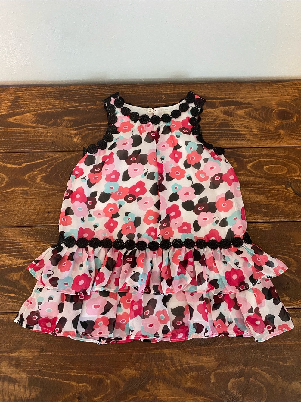 kate spade Floral Ruffle Dress in Pink, Red, Mint & Black